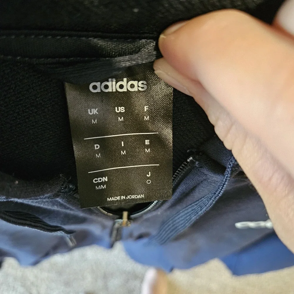 adidas Climalite Men's Blue Full Zip Hooded Hoodie Pockets Logo Size M